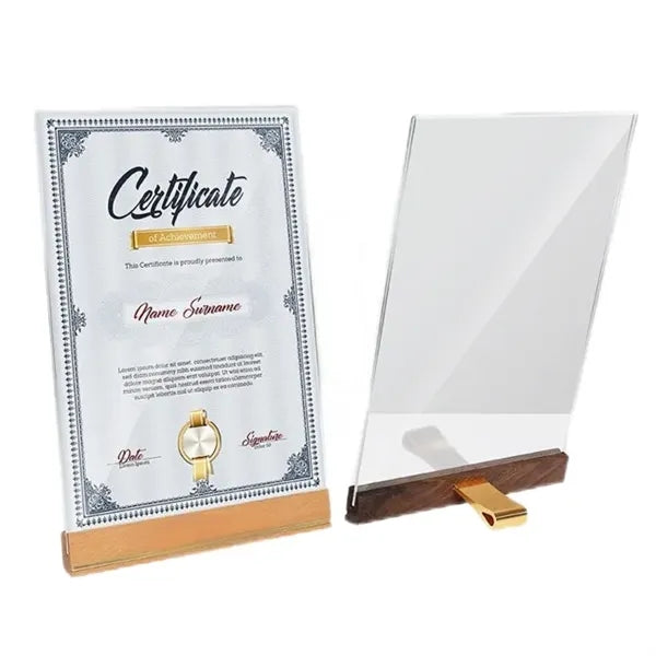 Acrylic Tabletop Certificate Frame A4 Honor Display Stand