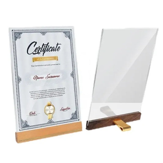 Acrylic Tabletop Certificate Frame A4 Honor Display Stand