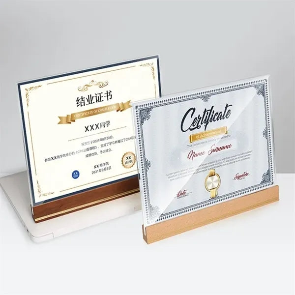 Acrylic Tabletop Certificate Frame A4 Honor Display Stand
