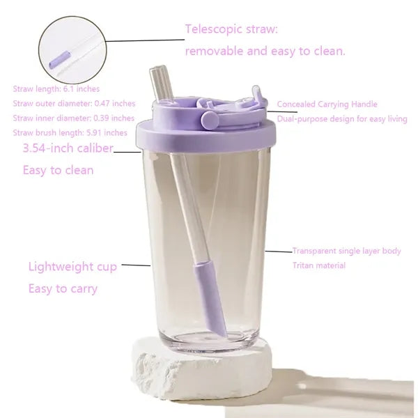 24oz Sippable Pearl Milk Tea Stretchable Straw Mug