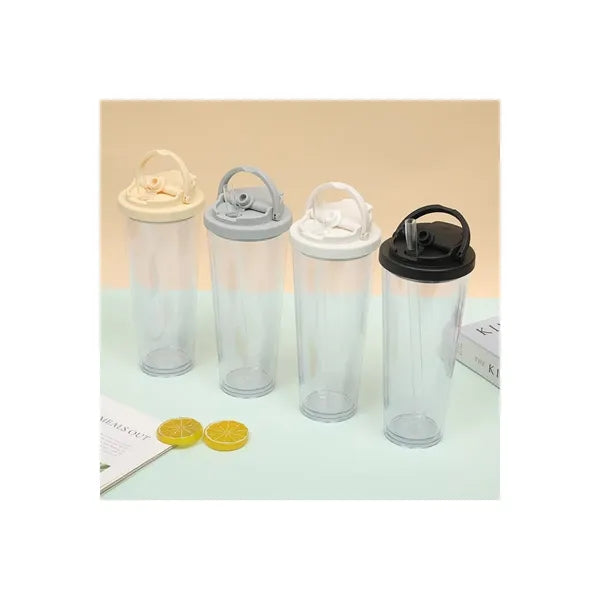 24oz Double Layer Plastic Straw Tote Lid Drinking Mug