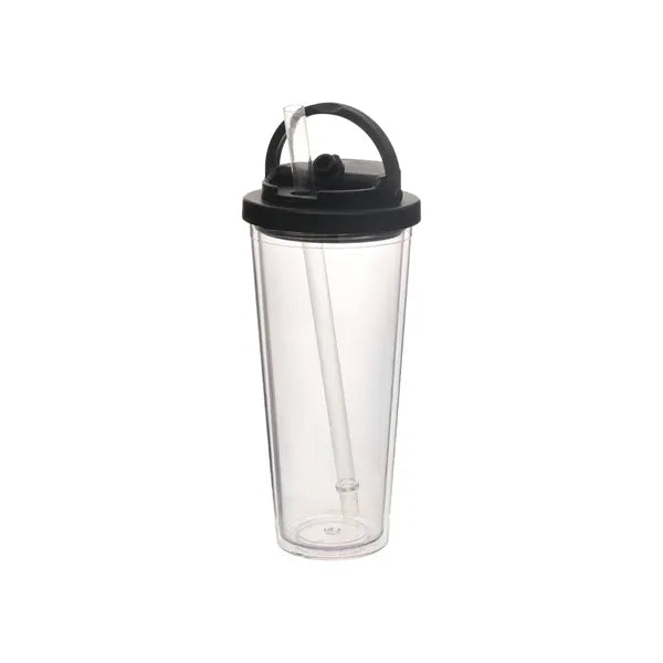 24oz Double Layer Plastic Straw Tote Lid Drinking Mug