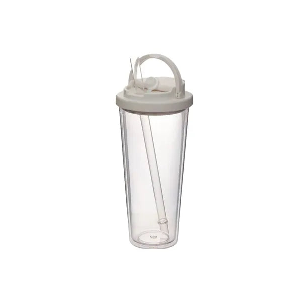 24oz Double Layer Plastic Straw Tote Lid Drinking Mug