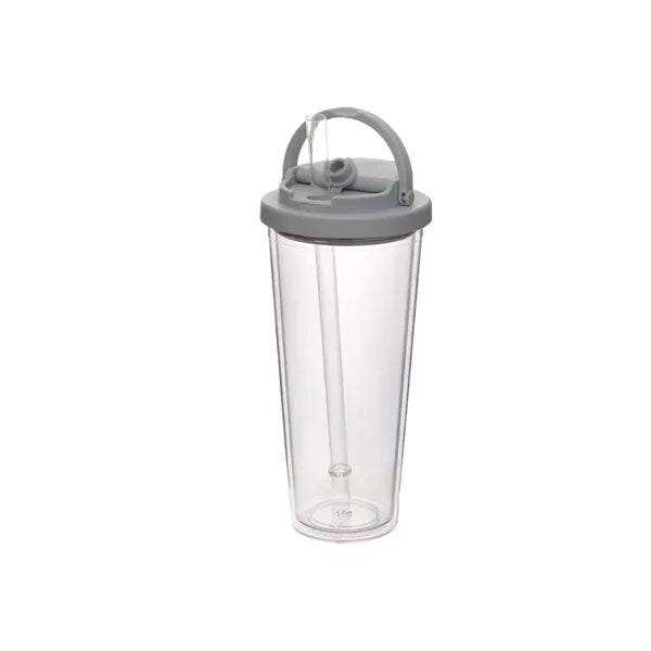 24oz Double Layer Plastic Straw Tote Lid Drinking Mug