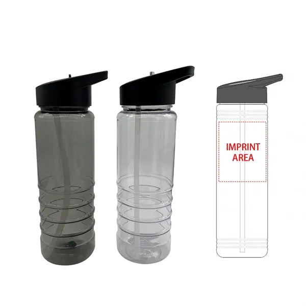 24oz Clear Plastic Water Bottle with Flip Straw Lid