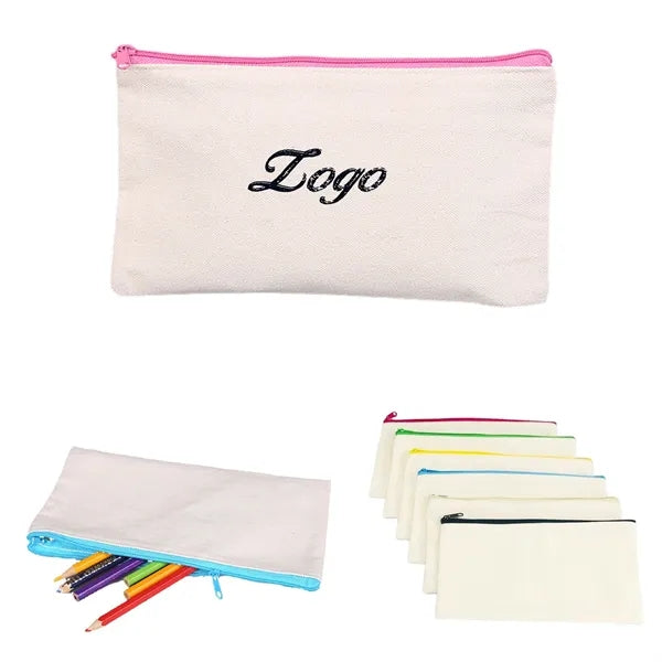 Canvas Pen Pouch With Zipper