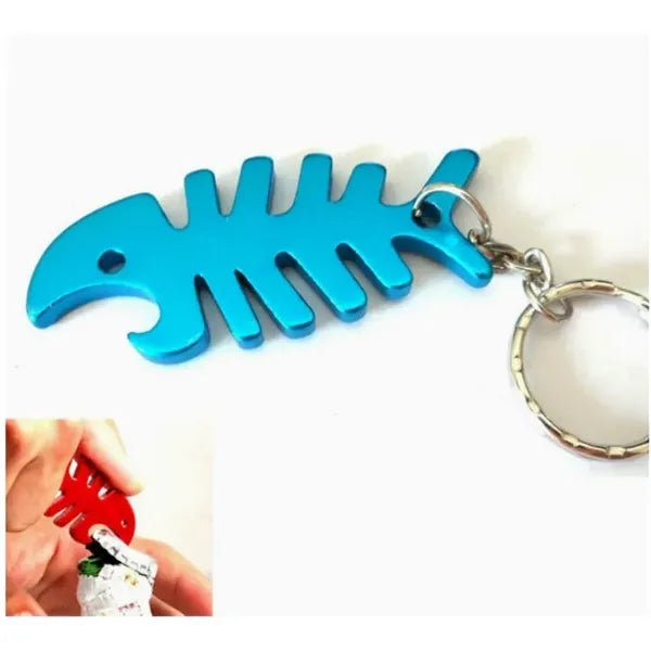 Fishbone Beer Bottle Opener Keychain