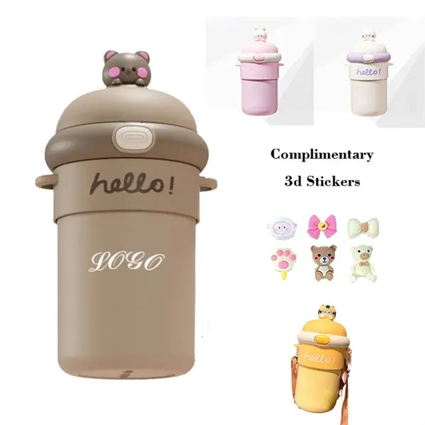 Cartoon Water Thermos Straw Bouncing Cup