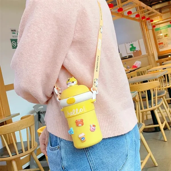 Cartoon Water Thermos Straw Bouncing Cup