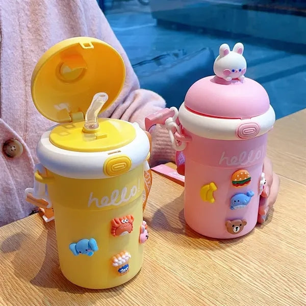 Cartoon Water Thermos Straw Bouncing Cup