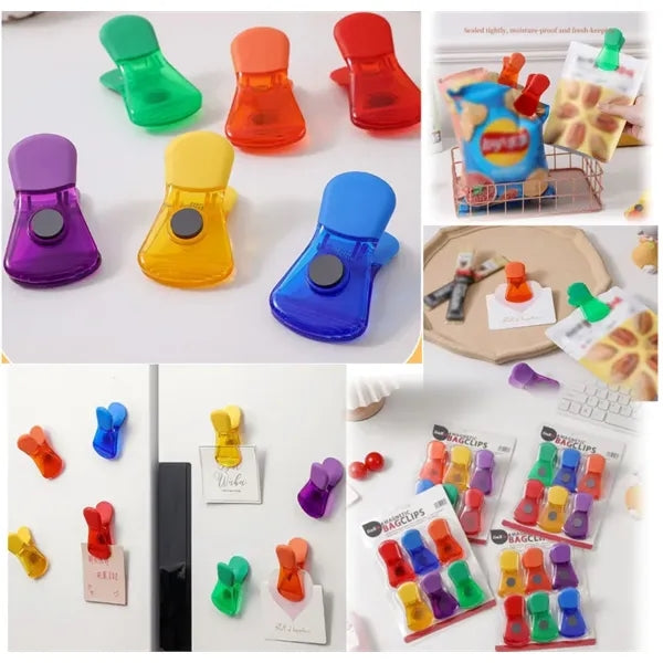 Magnetic plastic clip refrigerator magnet