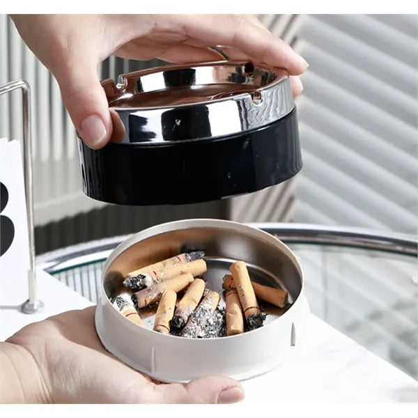 Portable Stainless Steel Odorless Windproof Ashtray With Lid