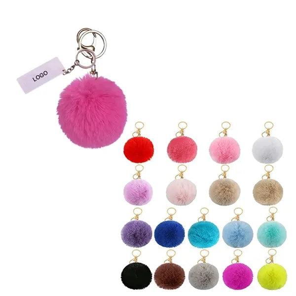Plush Fluffy Pom Fur Ball Keychain w/Tag