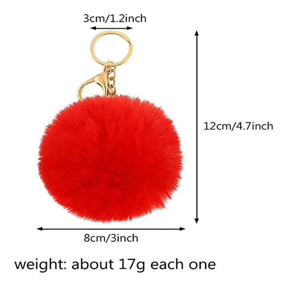 Plush Fluffy Pom Fur Ball Keychain w/Tag