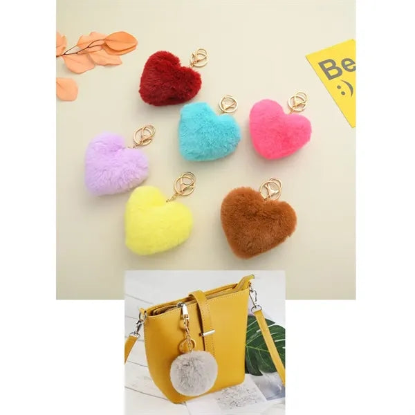 Plush Fluffy Pom Fur Ball Keychain w/Tag
