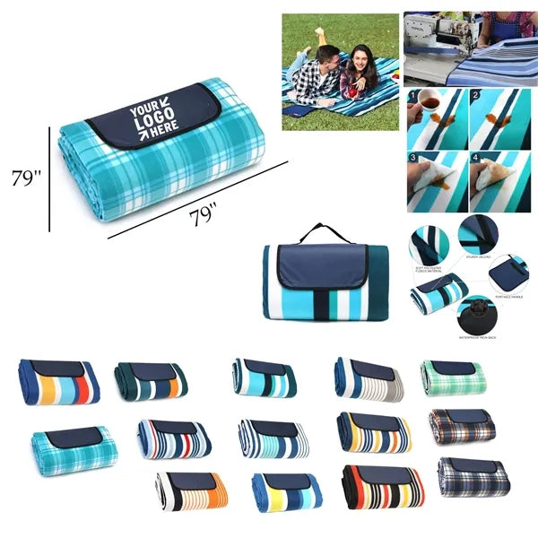 Large Flannel Outdoor Mat w/ Waterproof PEVA Backing