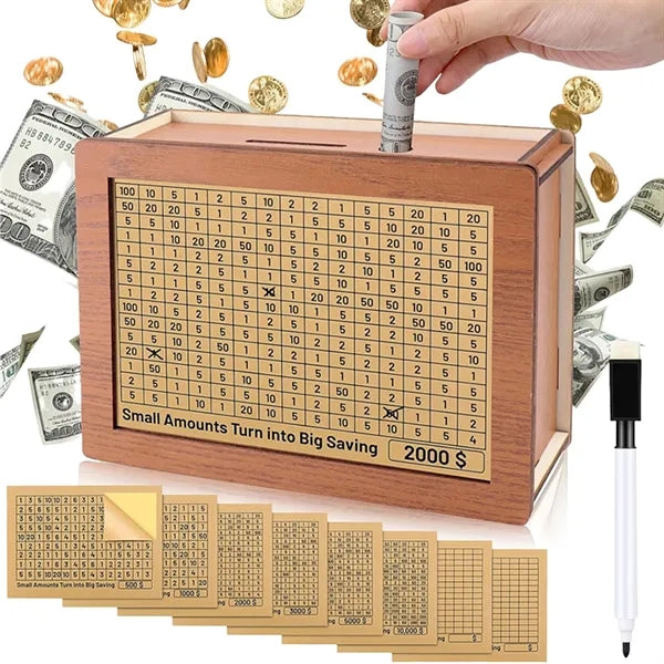Wooden Piggy Bank with Counter