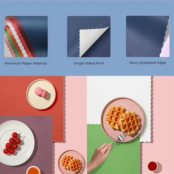 Heavy Weight Disposable Paper Placemat Wavy Scalloped Edge