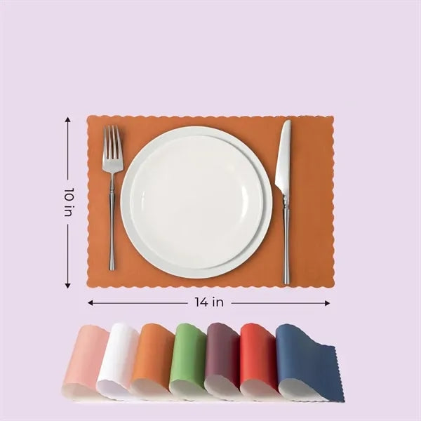 Heavy Weight Disposable Paper Placemat Wavy Scalloped Edge