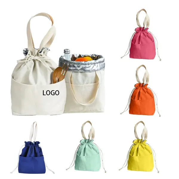 Soft Insulated Lunch Cooler Bag With Drawstring