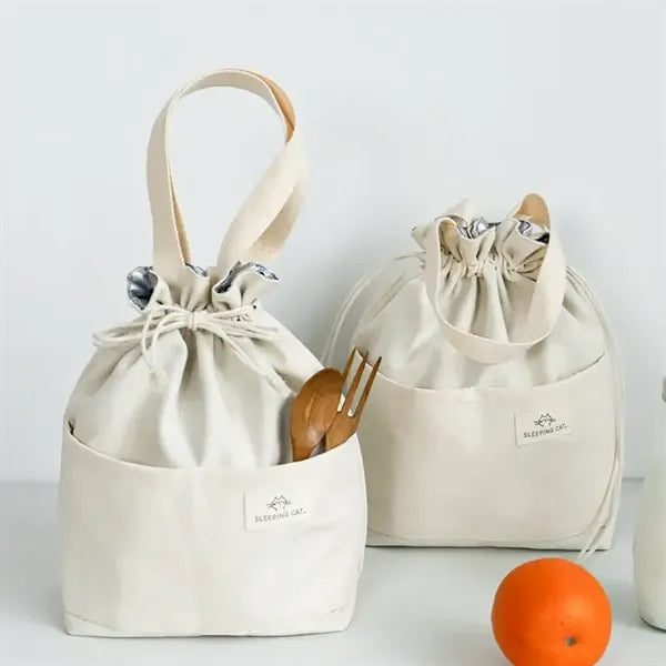 Soft Insulated Lunch Cooler Bag With Drawstring