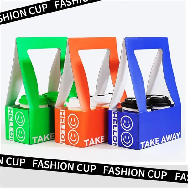 Colorful Fahion Paper 2 Cup Holder W/ Handles