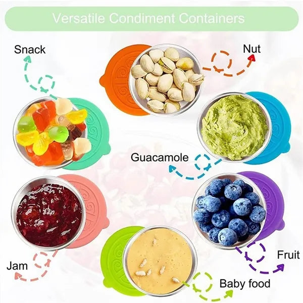6 PCS 1.6 oz Stainless Steel Salad Sauce Containers