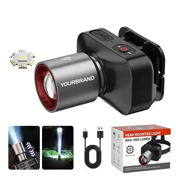 Rechargeable Adjustable Zoom LED Headlamp