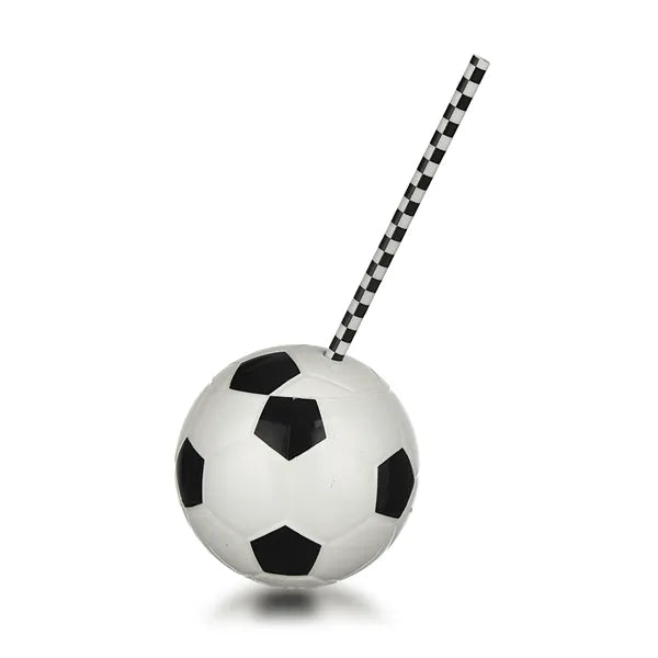 Football Shaped Plastic Drinking Ball Cup with Straw