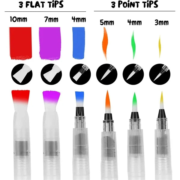 6 Pieces Watercolor Brush Paint Pens for Painting Markers