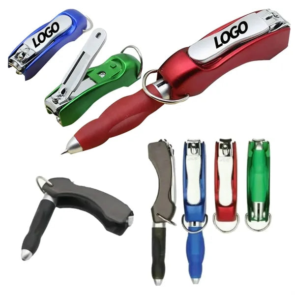 3 In 1 Multipurpose Nail Clipper Ballpoint Pen With Keychain