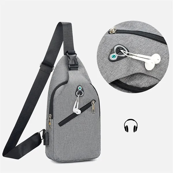 Men's USB Waterproof Oxford Shoulder Bag