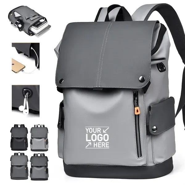 Large PU Leather Business Backpack