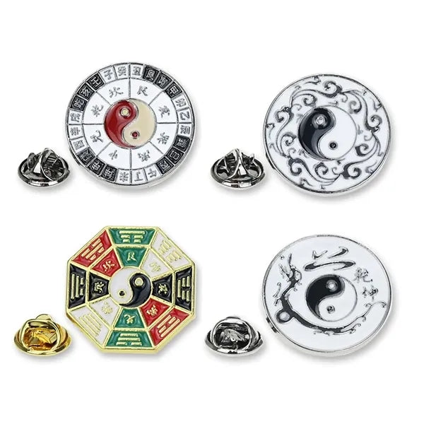 Eight Diagrams Badge Vintage Lucky Pins