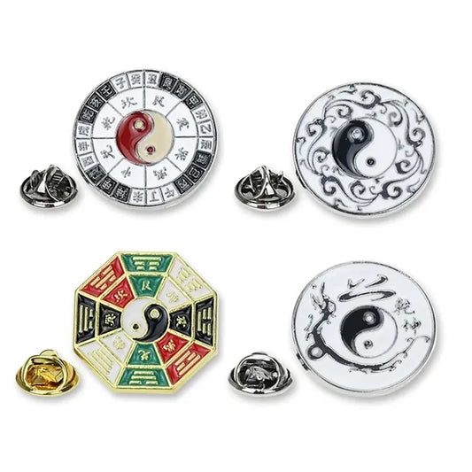 Eight Diagrams Badge Vintage Lucky Pins