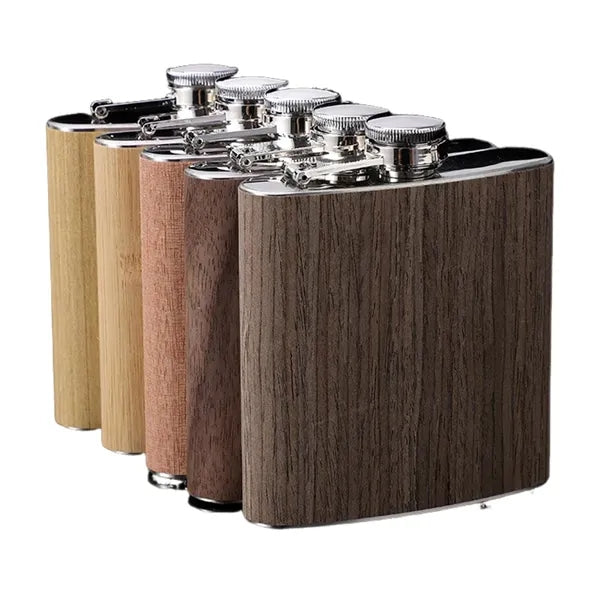 Wooden Hip Flask - Stainless Steel Body
