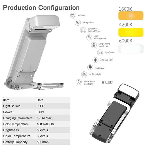 Clip-On Rechargeable Led Book Light