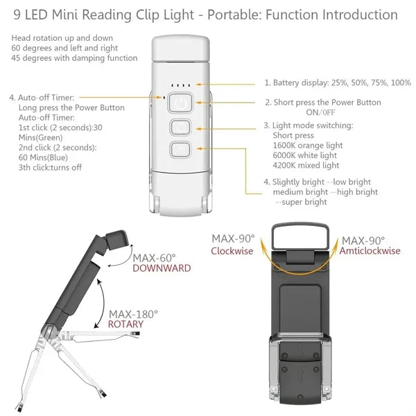 Clip-On Rechargeable Led Book Light