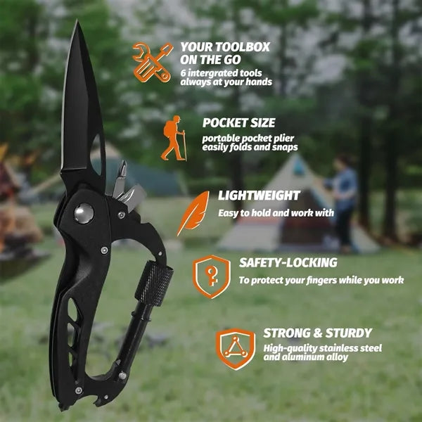 Multitool Carabiner With Folding Pocket Knife