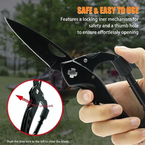 Multitool Carabiner With Folding Pocket Knife