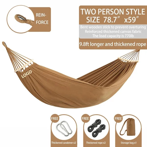 Double Hammock With Storage Bag For Terrace Garden Camping