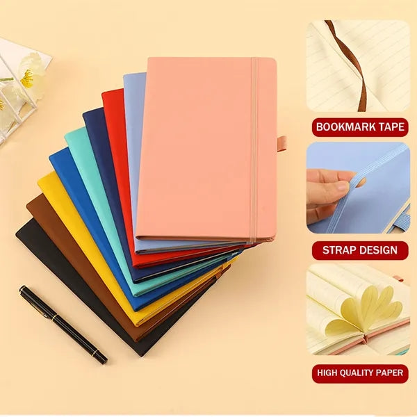 A5 Pu Leather Soft Cover Notebook With Elastic Strap
