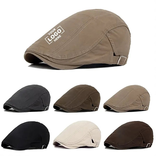 Newsboy Hat For Men Flat Cap Cotton Adjustable Breathable
