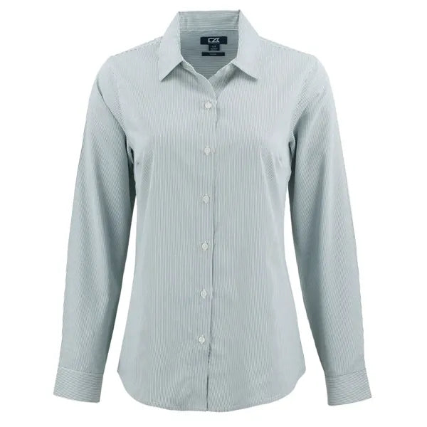 Cutter & Buck Skyline Recycled Pinstripe Womens Long Slee...