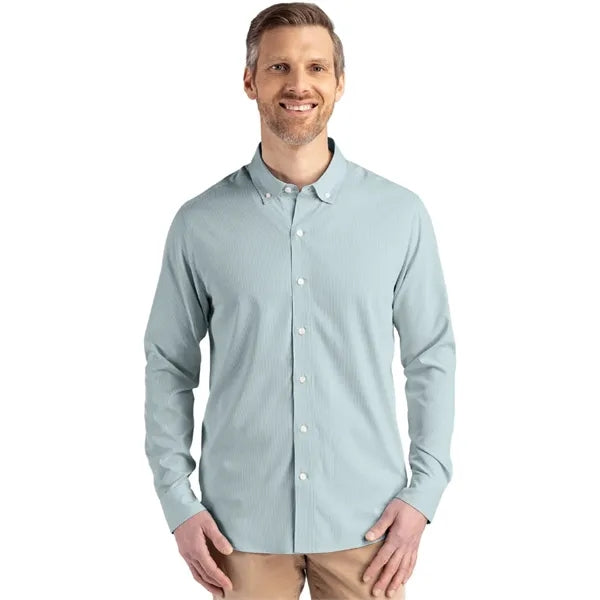 Cutter & Buck Skyline Recycled Pinstripe Mens Long Sleeve...