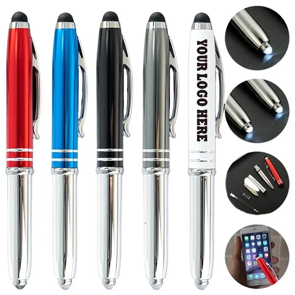 Stylus LED Flashlight Multi Function Touch Screen Ball Pen