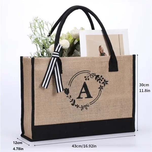Large Jute Burlap Tote with Handle