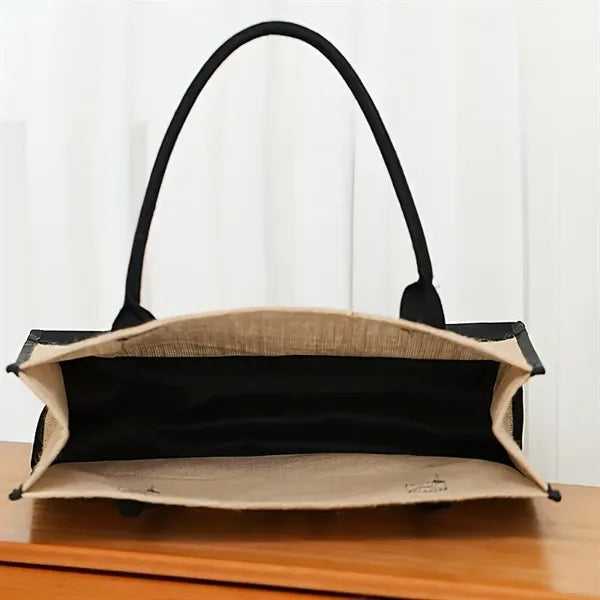 Large Jute Burlap Tote with Handle
