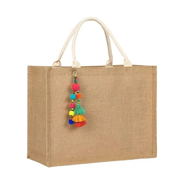 Natural Jute Burlap Tote Bag With Handles