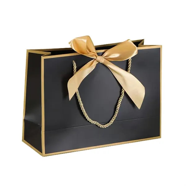 Thick Paper Gift Bag w/ Bow Handle for Retail Packaging